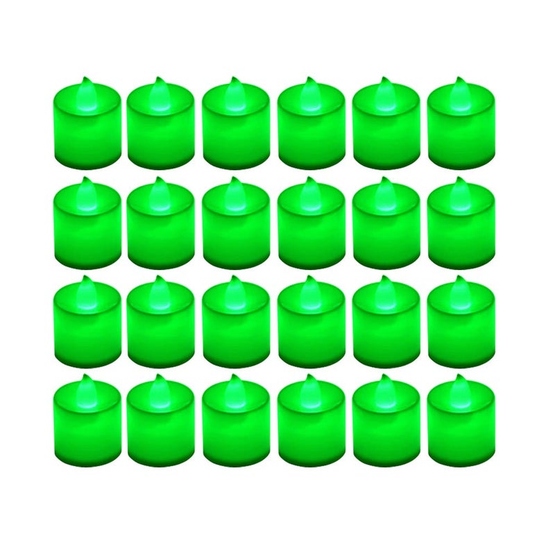 LANKER 24 Pack Flameless Led Tea Lights Candles, Flickering Green Battery Operated Electronic Fake Candles, Decorations for Party, Christmas, Halloween and Festival Celebration (Green) - Image 1